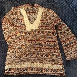 Boho sheer long sleeve shirt